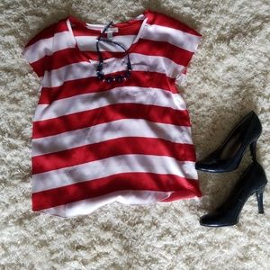 Red and white blouse!